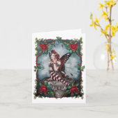 ゴシックレッドローズ妖精グリーティングカード カード (黄色い花)