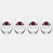 ゴシックレッドローズ結婚ズ ステムなしワイングラス (正面)