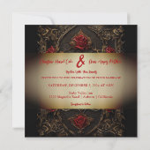 ゴシックレッドローズ結婚式招待状 招待状 (裏面)