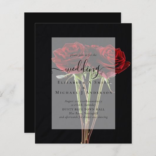 ゴシックレッドローゼズゴシックウェディング招待 (正面/裏面)