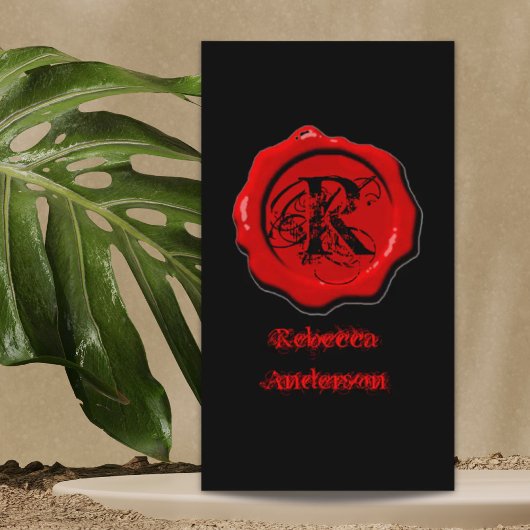 ゴシックレッドワックスシールメイクアップアーティストのタトゥー 名刺