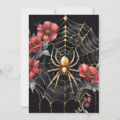 ゴシックレッド&金ゴールドフローラスパイダーウェブブライダルシャワー 招待状 (裏面)