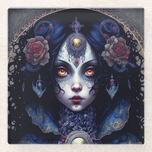 ゴシックレディーゴシックファンタジーアート ガラスコースター (正面)