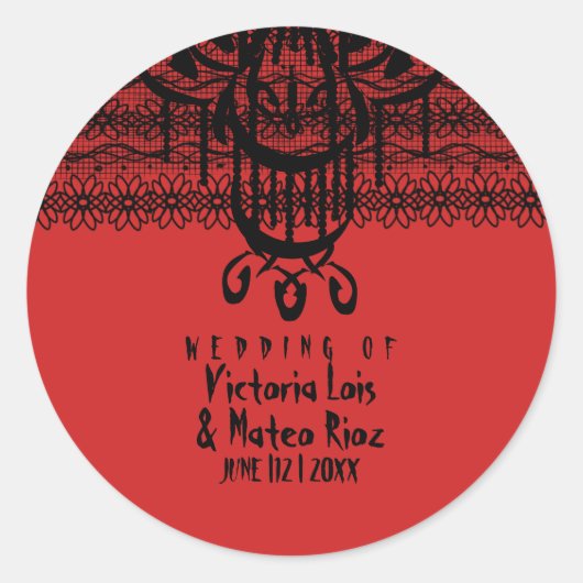 ゴシックレースシャンデリアレッドブラック ラウンドシール (正面)