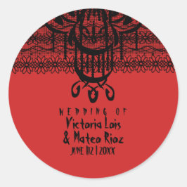 ゴシックレースシャンデリアレッドブラック ラウンドシール