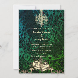 ゴシックレース骨格ハロウィン結婚ズ 招待状