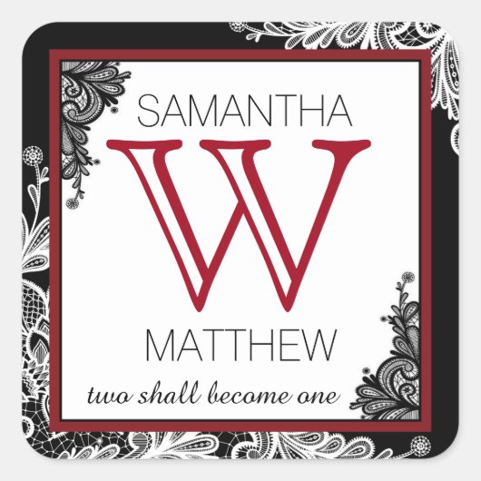 ゴシックレー結婚スのギフトラベル スクエアシール (正面)