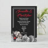 ゴシックロックまたはバイクもしくは自転車に乗る人結婚ブラック 招待状 (スタンド正面)