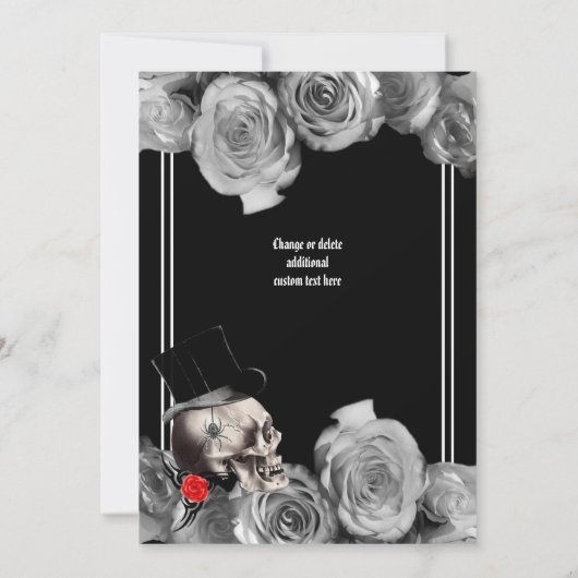 ゴシックロックまたはバイクもしくは自転車に乗る人結婚ブラック 招待状 (裏面)