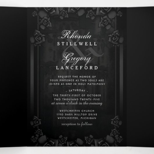 ゴシックロマンスハロウィーンブラック&ホワイト 三つ折り招待状 (内部中)