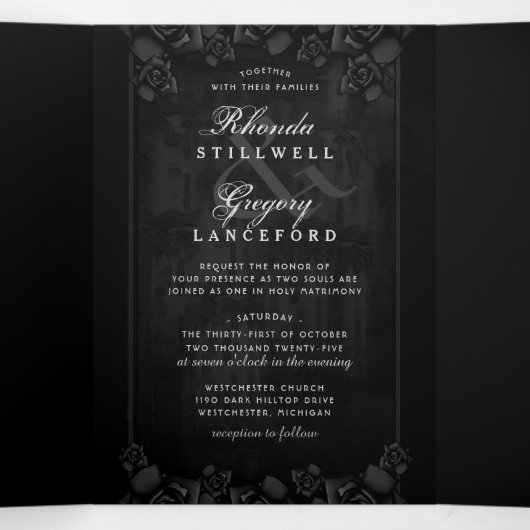 ゴシックロマンスハロウィーン（写真） "一緒に" 三つ折り招待状 (内部中)