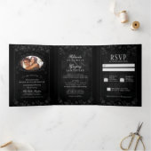 ゴシックロマンスハロウィーン(写真)披露宴&RSVP 三つ折り招待状 (内部)