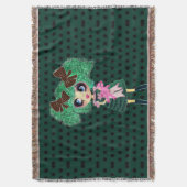 ゴシックロリータの子エメラルドと黒 スローブランケット (正面縦)