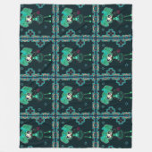 ゴシックロリータの子エメラルドと黒 フリースブランケット (正面)