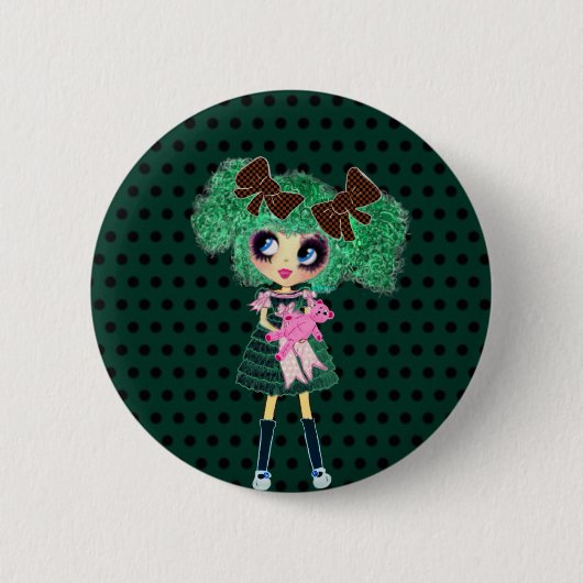 ゴシックロリータガールエメラルドガーリーギフト 缶バッジ (正面)