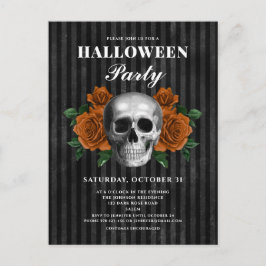ゴシックローズとドクロのハロウィンパーティー ポストカード