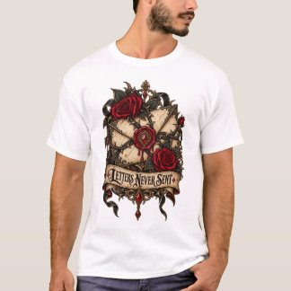 ゴシックローズと蝋封デザインの未投函の手紙 Tシャツ