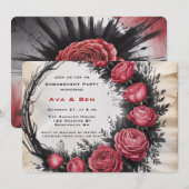 ゴシックローズフレームエンゲージパーティー 招待状 (正面/裏面)