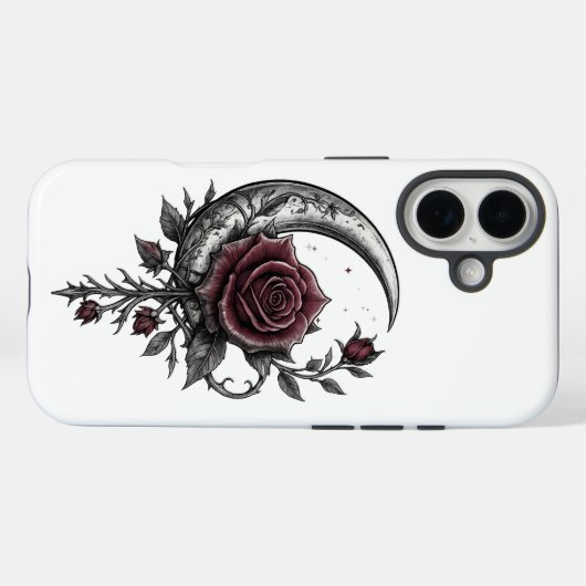 ゴシックローズ三日月ダークフラワーデザイン Case-Mate iPhoneケース (裏面 (横))