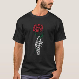 ゴシックローズ＆スケルトンハンドデザイン - ダークロマンティック Tシャツ