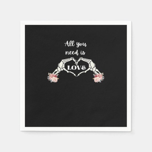 ゴシックヴァレンティクラシックズハート – スケルトンハンズ スタンダードカクテルナプキン (正面)