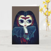 ゴシックヴァンパイアガール バット ビッグアイ キュート カード (黄色い花)