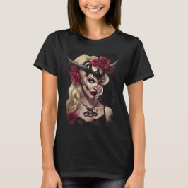 ゴシックヴァンパイア女王Tシャツ | ダークファンタジー角 Tシャツ