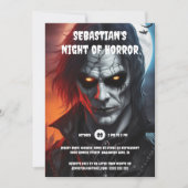 ゴシックヴァンパイア白熱［赤熱］光を放つマンアイハローウィンパーティ 招待状 (正面)