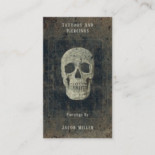 ゴシックヴィンテージアンティークセピアテクスチャスカルタトゥー 名刺 (正面)