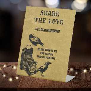 ゴシックヴィンテージウェディングハッシュタグ共有ザ・ラブ 台座サイン