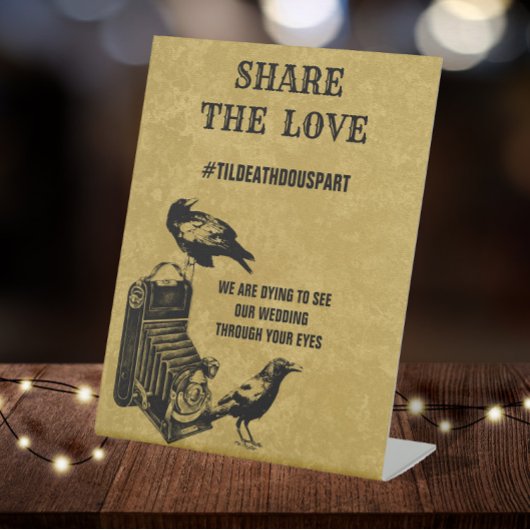 ゴシックヴィンテージウェディングハッシュタグ共有ザ・ラブ 台座サイン