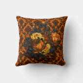 ゴシックヴィンテージオレンジブラックレースフラワーハロウィーン クッション (裏面)