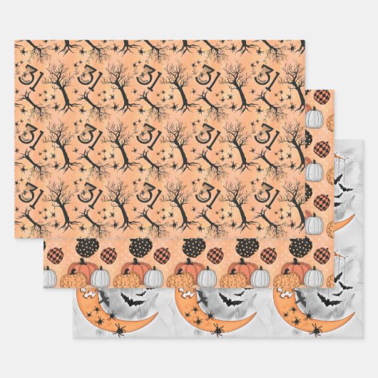 ゴシックヴィンテージカボチャ31 10月ハロウィーン ラッピングペーパーシート (セット)