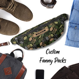 ゴシックヴィンテージグリーンカーキスカルカモフラージュメン ファニーパック