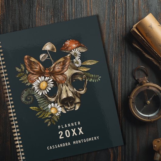 ゴシックヴィンテージスカルマッシュルームモス名前をカスタムする プランナー手帳