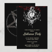 ゴシックヴィンテージスプキースカルハロウィーン 招待状 (正面/裏面)