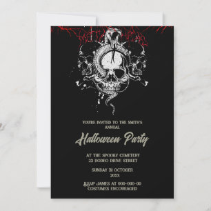 ゴシックヴィンテージスプキースカルハロウィーン 招待状