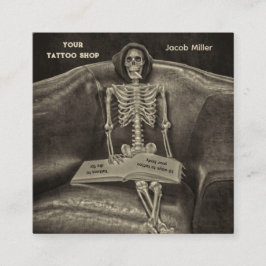 ゴシックヴィンテージセピア骨格タトゥーショップ スクエア名刺