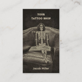 ゴシックヴィンテージセピア骨格タトゥーショップ 名刺