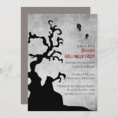ゴシックヴィンテージハロウィン誕生日パーティー 招待状 (正面/裏面)