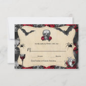 ゴシックヴィンテージハロウィーン結婚式RSVPカード 出欠カード (正面)