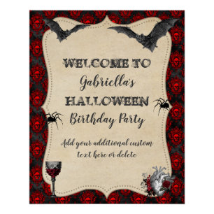 ゴシックヴィンテージハロウィーン誕生日パーティー ポスター