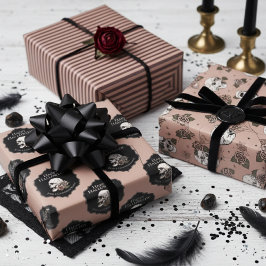 ゴシックヴィンテージバラスカルとストライプハロウィーン ラッピングペーパーシート