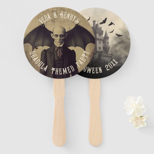 ゴシックヴィンテージビクトリアンドラキュラハロウィーン ハンドファン (正面&裏面)