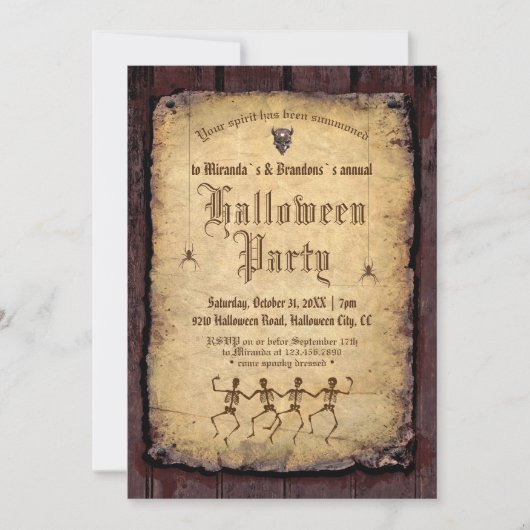 ゴシックヴィンテージビクトリアンハローウィンパーティ 招待状 (正面)