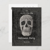 ゴシックヴィンテージブラックスカルタロットハローウィンパーティ インビテーションポストカード (正面/裏面)