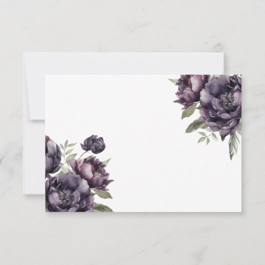 ゴシックヴィンテージブラックダーク牡丹ウェディングRSVP 出欠カード (裏面)