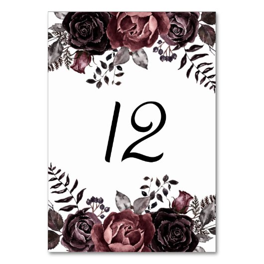 ゴシックヴィンテージブラックダーク花模様結婚ズ テーブルナンバー (正面)