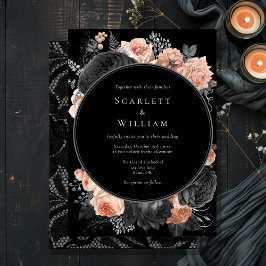 ゴシックヴィンテージブラックダーク赤面結婚ズ 招待状