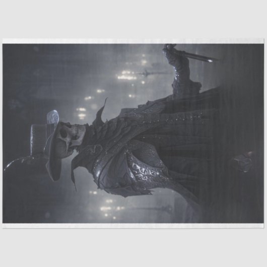 ゴシックヴィンテージブラックドレススケルトンデコパージュ 薄葉紙 (正面)